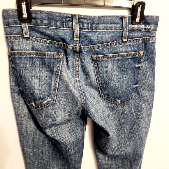 Current Elliott | Women's Blue Distressed Skinny Jeans (Size 25) - Picture 9 of 12